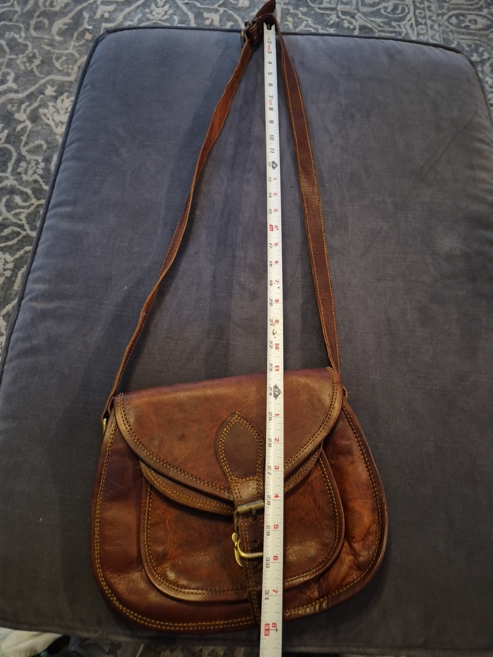 Women's Brown Leather Crossbody Bag By FIRU - Structured Everyday Shoulder Bag - Picture 3 of 12